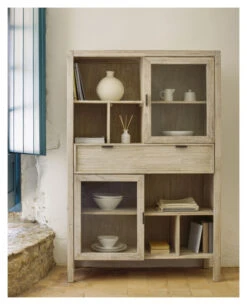 Kave Home Alen Bokreol - Hvitpigmentert Akasiefinér, H166 -UNOLIVING Butikk LA01842 2 b633