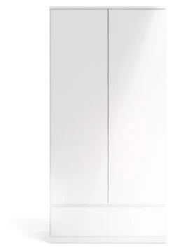 Naia Garderobeskap - Hvit Høyglans M/2 Dører + 1 Skuffe