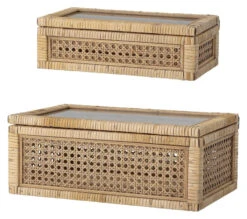 Bloomingville Esker - Rattan/Glass -UNOLIVING Butikk bloomingville aesker rattanglas opbevaringskasser BL01474 5 5a65
