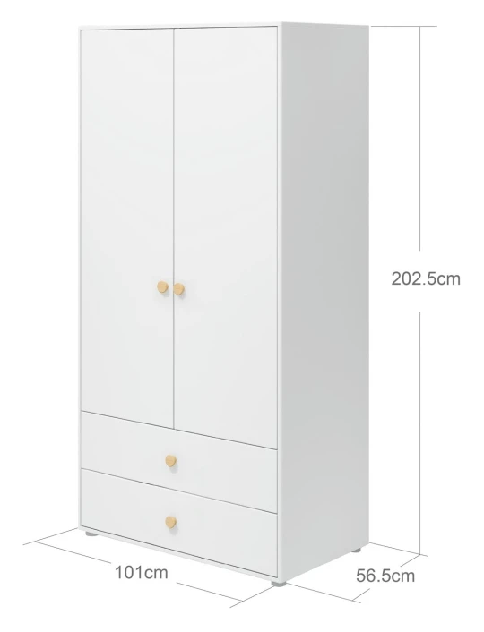 Roomie Garderobeskap M. 2 Dører - Hvit/Eik 4 Roomie Garderobeskap M. 2 Dører - Hvit/Eik - Bilde 4