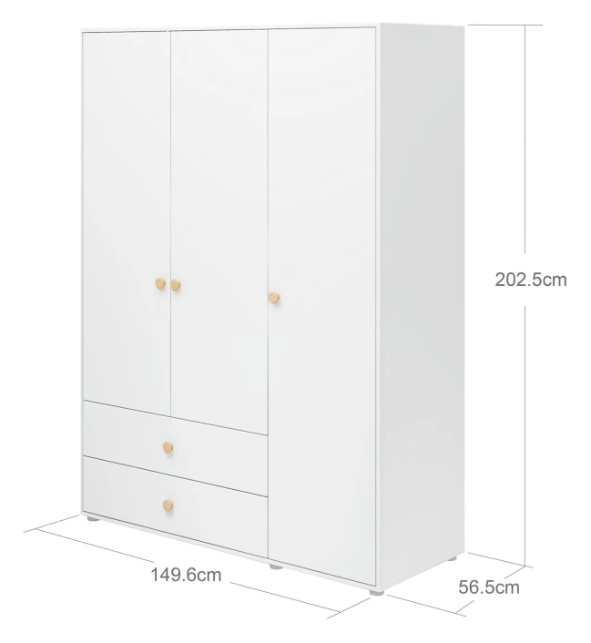 Roomie Garderobeskap M. 3 Dører - Hvit/Eik 5 Roomie Garderobeskap M. 3 Dører - Hvit/Eik - Bilde 5