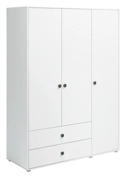 Roomie Garderobeskap M. 3 Dører - Hvit/Grønn 3 Roomie Garderobeskap M. 3 Dører - Hvit/Grønn - Bilde 3