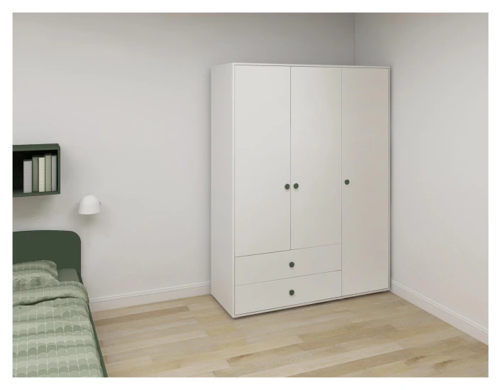 Roomie Garderobeskap M. 3 Dører - Hvit/Grønn 4 Roomie Garderobeskap M. 3 Dører - Hvit/Grønn - Bilde 4