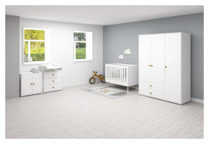 Roomie Garderobeskap M. 3 Dører - Hvit/Gul 2 Roomie Garderobeskap M. 3 Dører - Hvit/Gul - Bilde 2