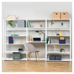 Hoppekids Storey Reol - 3 Seksjoner M/14 Hyller Og Skriveplate -UNOLIVING Butikk hoppekids storey reol 3 sektioner m14 hylder og skriveplade reol HK00604 2 fba2