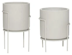 Hübsch Structure Blomsterkrukke På Ben, Grå S/2