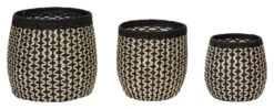 Hübsch Sprout Kurv M/mønster, Rund, Sort/natur, S/3
