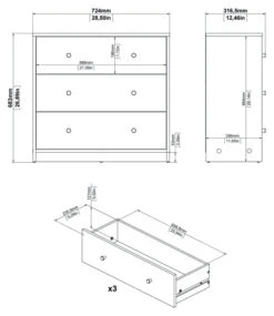 May Kommode M/3 Skuffer - Grå Folie -UNOLIVING Butikk may kommode m3 skuffer graa folie kommoder TV04988 5 c11e