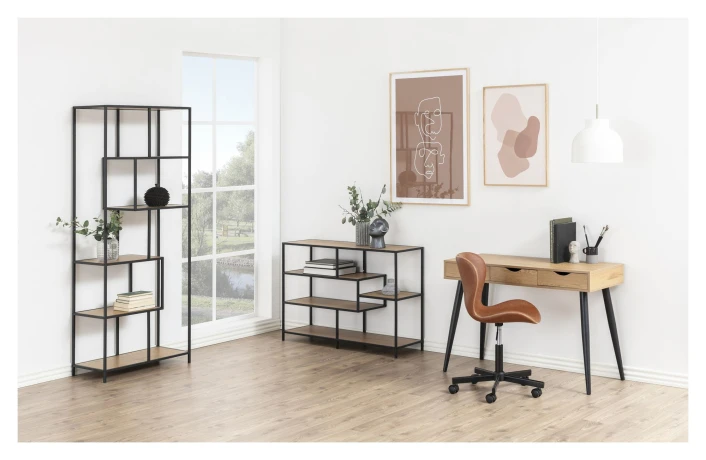 Newhaven Bokhylle M, 3 Asymmetriske Hyller - Natur/Sort 7 Newhaven Bokhylle M, 3 Asymmetriske Hyller - Natur/Sort - Bilde 7