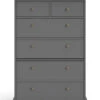 TV05136 - Paris Kommode M. 6 Skuffer - Matt Grå
