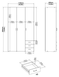 Space Garderobeskap - Hvit M/skuffer 9 Space Garderobeskap - Hvit M/skuffer -UNOLIVING Butikk space garderobeskab hvid mskuffer garderobeskabe TV04557 5 0375