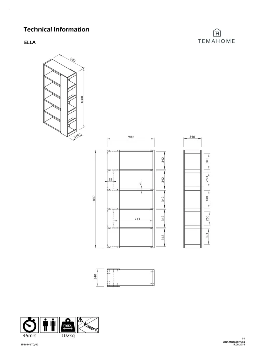 Ella Bokhylle, Hvit/natur 7 Ella Bokhylle, Hvit/natur - Bilde 7