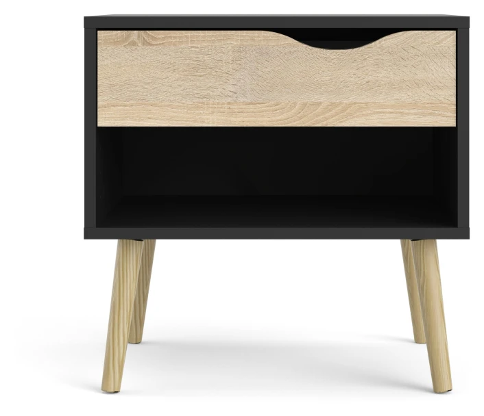 Delta Nattbord M. Skuffe - Eikelook/Matt Sort 6 Delta Nattbord M. Skuffe - Eikelook/Matt Sort - Bilde 6