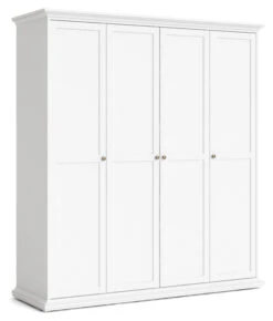 Paris Garderobeskap M/4 Døre - 200,6x181,4 -UNOLIVING Butikk tvilum paris garderobeskab hvid b181 garderobeskab TV00343 3 d942