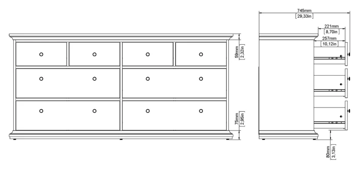 Paris Kommode M. 8 Skuffer - Mat Grå - Bilde 8