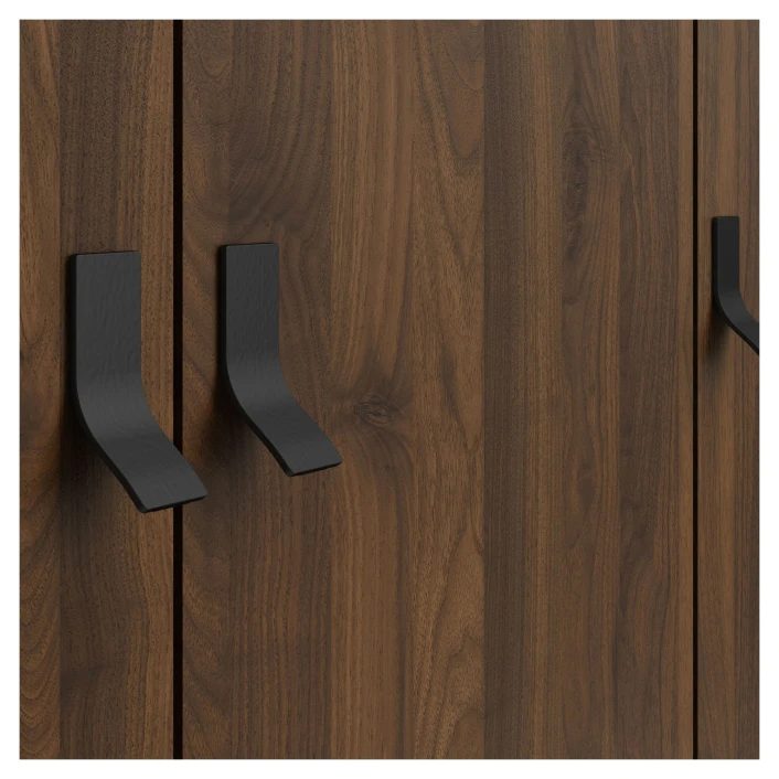 Ry Garderobeskap M, 3 Dører, Matt Sort, Valnøttfolie - Bilde 6