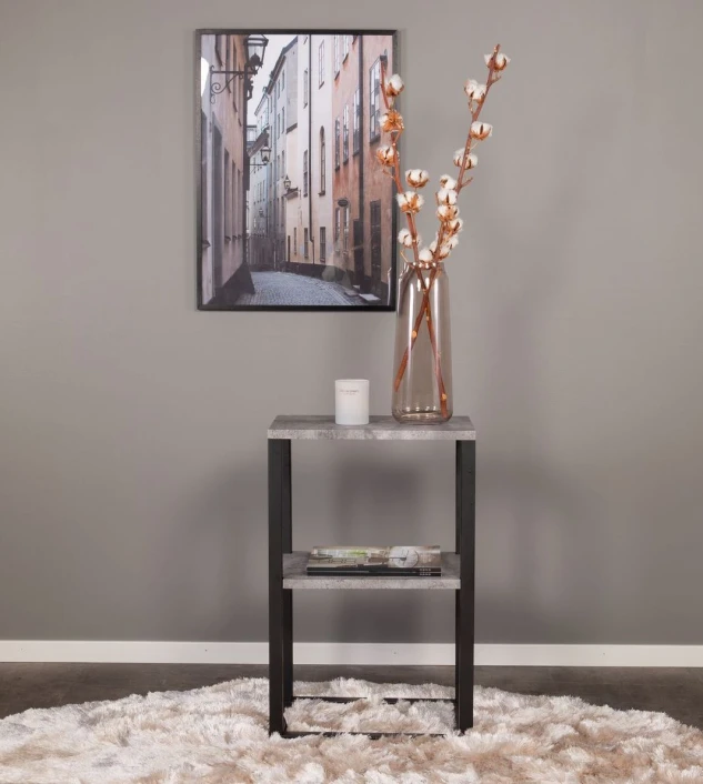 Rise Sengebord - Betong-look/Sorte Metallben 2 Rise Sengebord - Betong-look/Sorte Metallben - Bilde 2