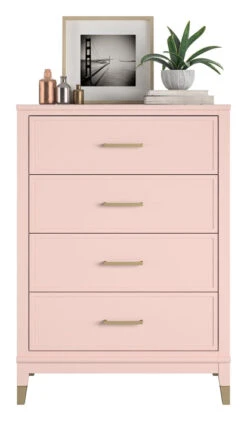 Westerleigh Kommode M. 4 Skuffer - Rosa -UNOLIVING Butikk westerleigh kommode m 4 skuffer lyseroed kommode NT01377 4 4889
