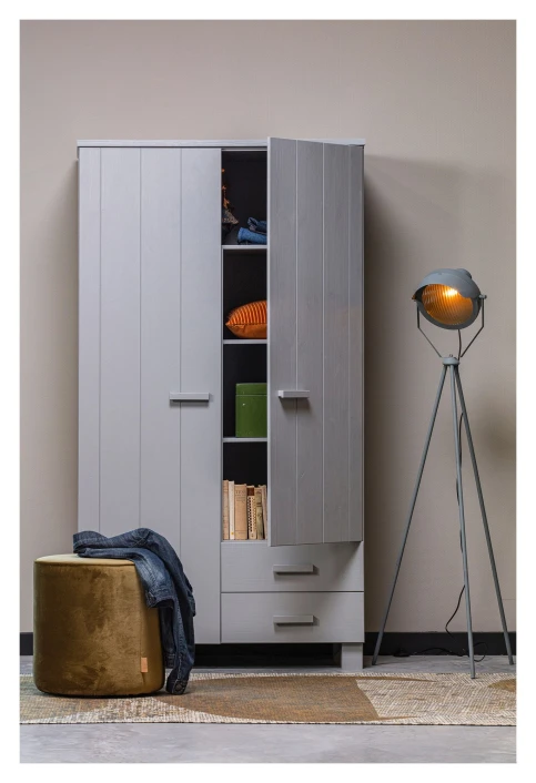 WOOOD Dennis Garderobeskap 202x111x55 - Concrete Grå 2 WOOOD Dennis Garderobeskap 202x111x55 - Concrete Grå - Bilde 2