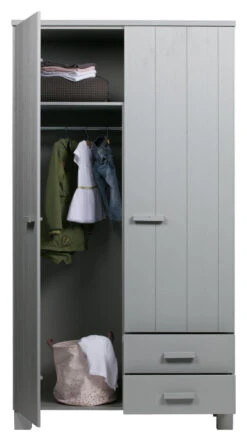 WOOOD Dennis Garderobeskap 202x111x55 - Concrete Grå 14 WOOOD Dennis Garderobeskap 202x111x55 - Concrete Grå -UNOLIVING Butikk woood dennis garderobeskab 202x111x55 concrete graa EE03646 7 baf6