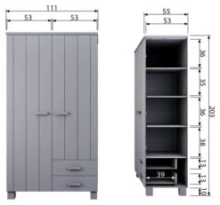 WOOOD Dennis Garderobeskap 202x111x55 - Concrete Grå 15 WOOOD Dennis Garderobeskap 202x111x55 - Concrete Grå -UNOLIVING Butikk woood dennis garderobeskab 202x111x55 concrete graa EE03646 8 9d50