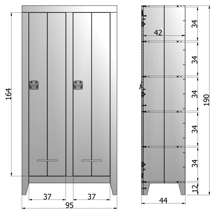 WOOOD Kluis Skap 190x95 - Grå 10 WOOOD Kluis Skap 190x95 - Grå - Bilde 10