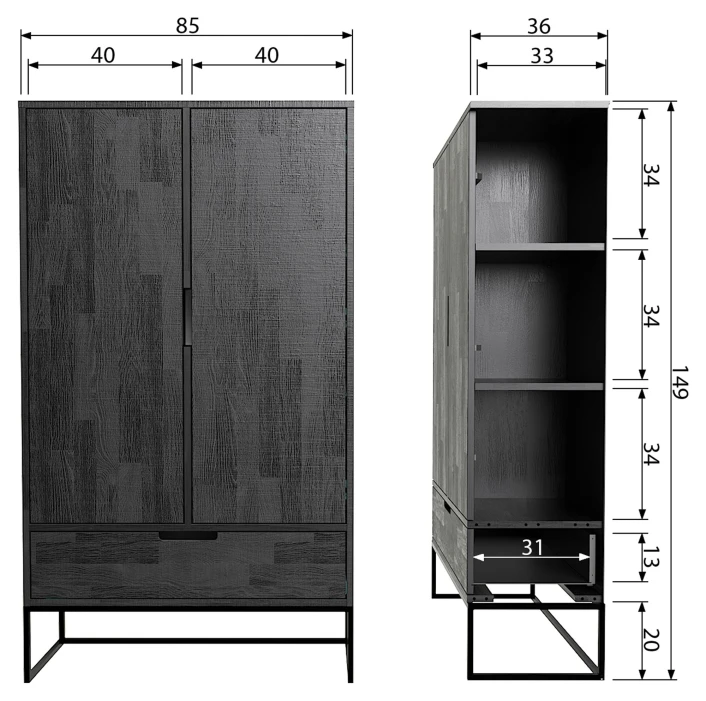 WOOOD Silas Skap 149x85 - Ask/blacknight 6 WOOOD Silas Skap 149x85 - Ask/blacknight - Bilde 6